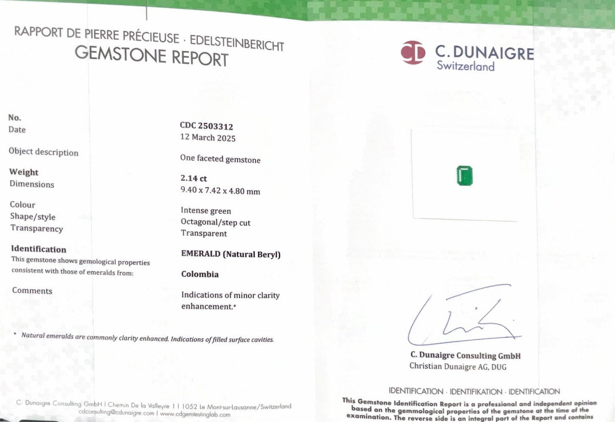 2.14ct Colombian Emerald - Benny's Gems Creations