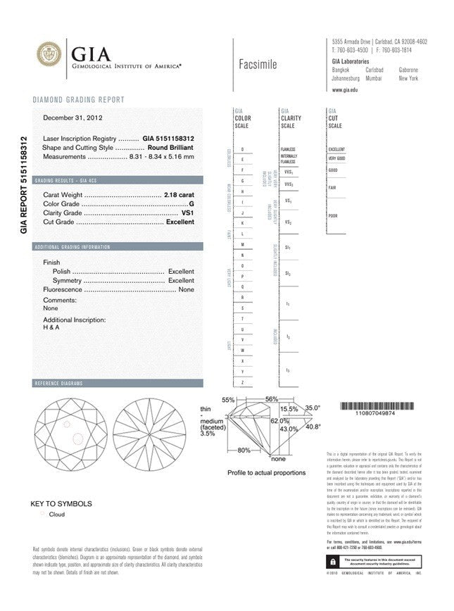 2.18CTS Round Brilliant Diamond H&A - Benny's Gems Creations