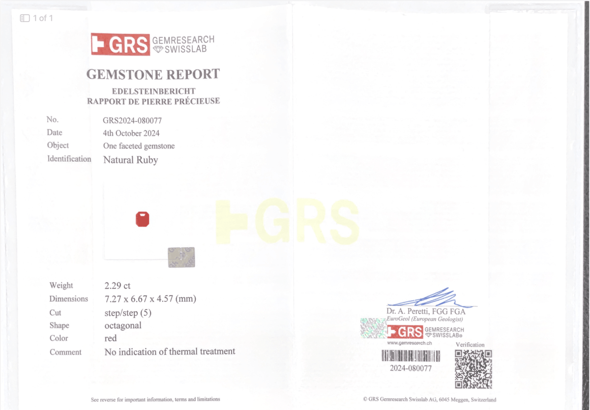 2.29cts Unheated Ruby - Benny's Gems Creations