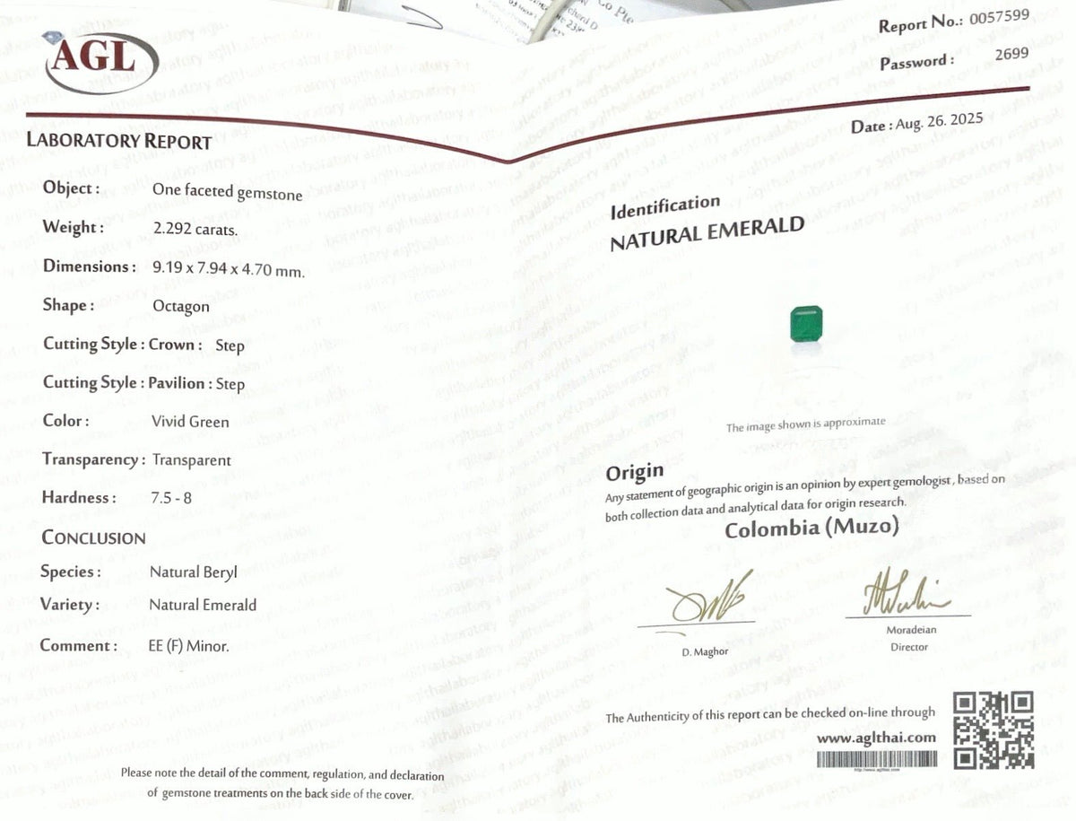 2.29Cts Vivid Green Muzo Emerald - Benny's Gems Creations