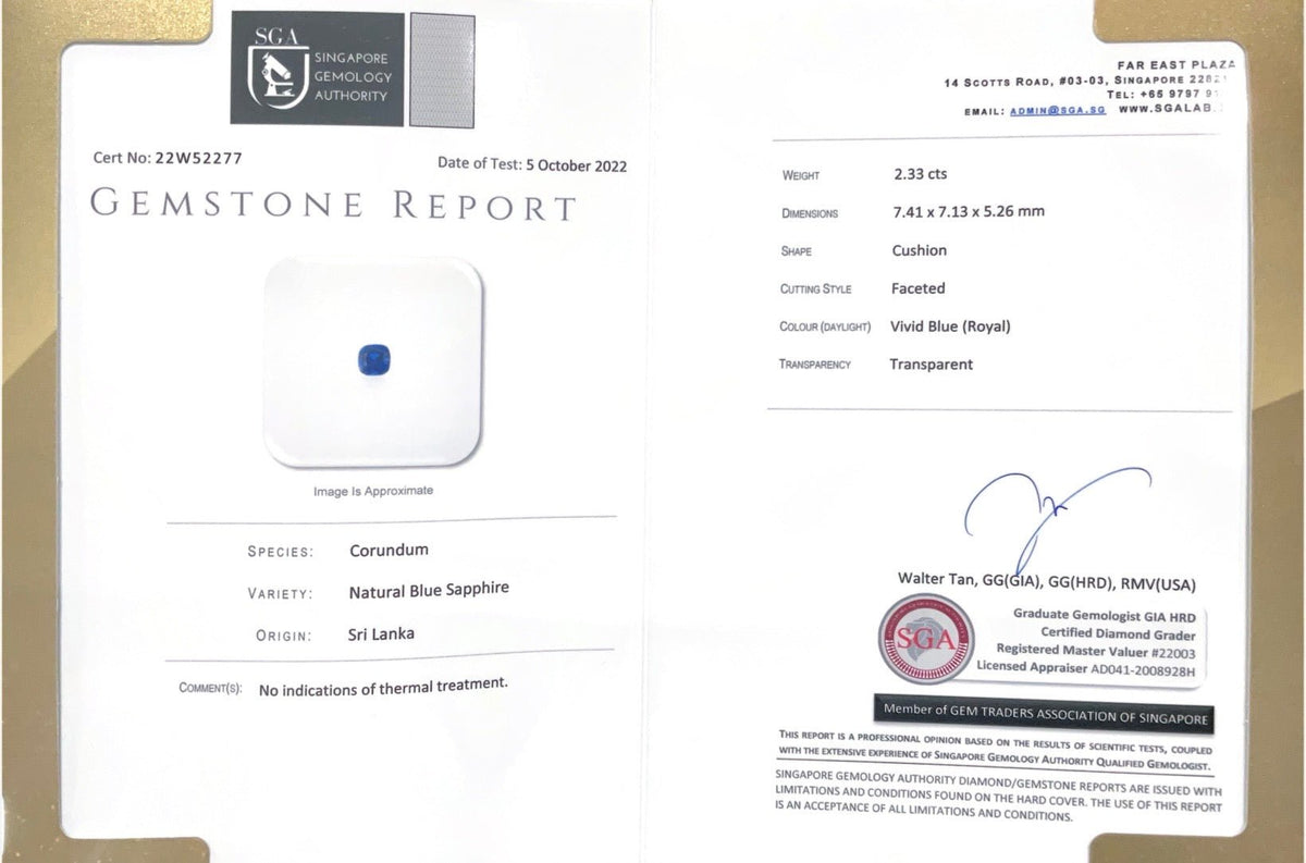 2.33CTS Unheated Royal Blue Sapphire - Benny's Gems Creations