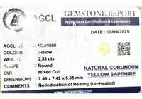 2.33Cts Unheated Yellow Sapphire - Benny's Gems Creations