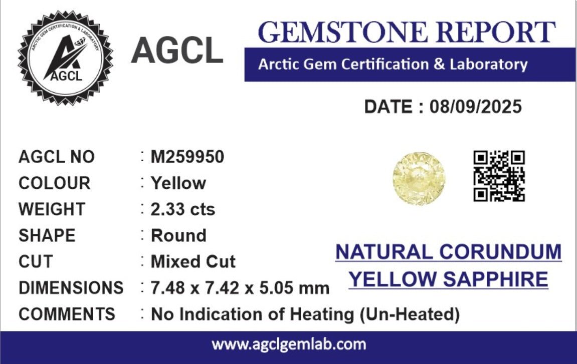 2.33Cts Unheated Yellow Sapphire - Benny's Gems Creations