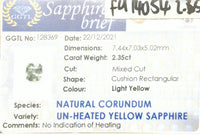 2.35CTS Unheated Light Yellow Sapphire - Benny's Gems Creations