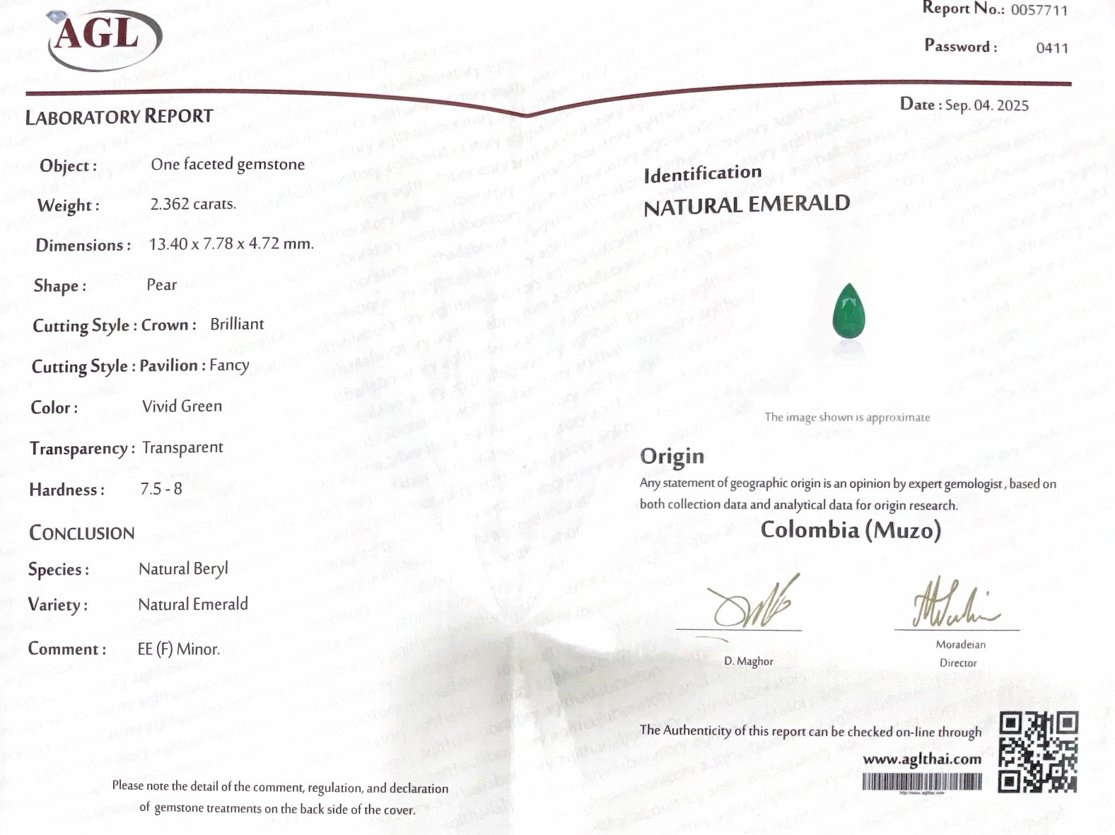 2.36cts Colombian Muzo Emerald - Benny's Gems Creations