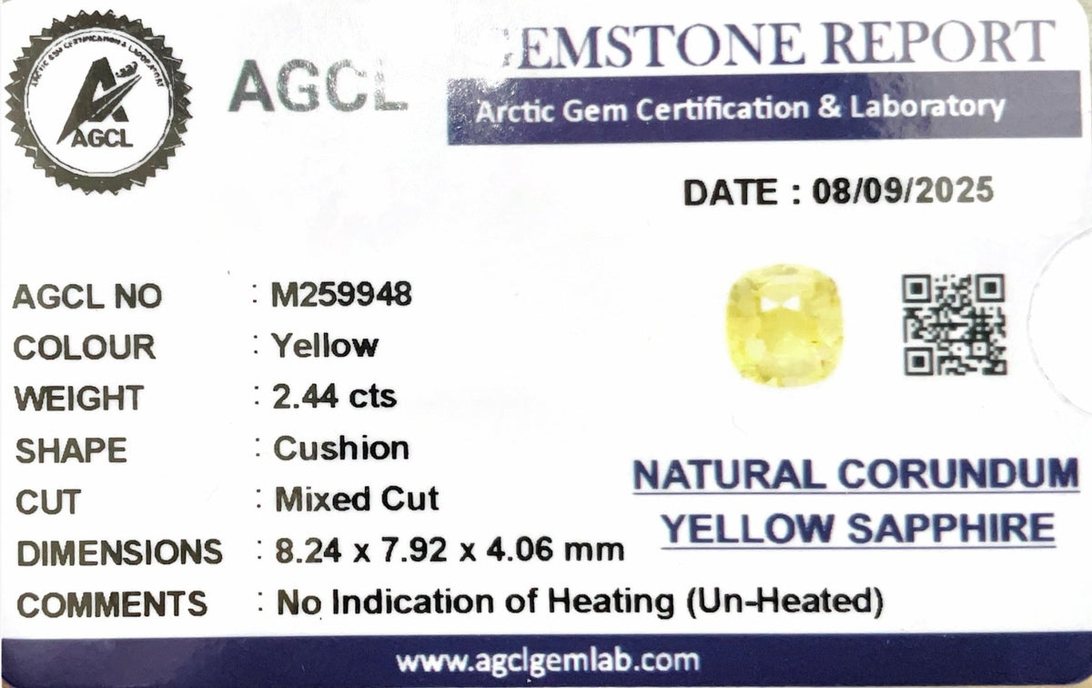 2.44cts Unheated Yellow Sapphire - Benny's Gems Creations