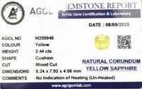 2.44cts Unheated Yellow Sapphire - Benny's Gems Creations