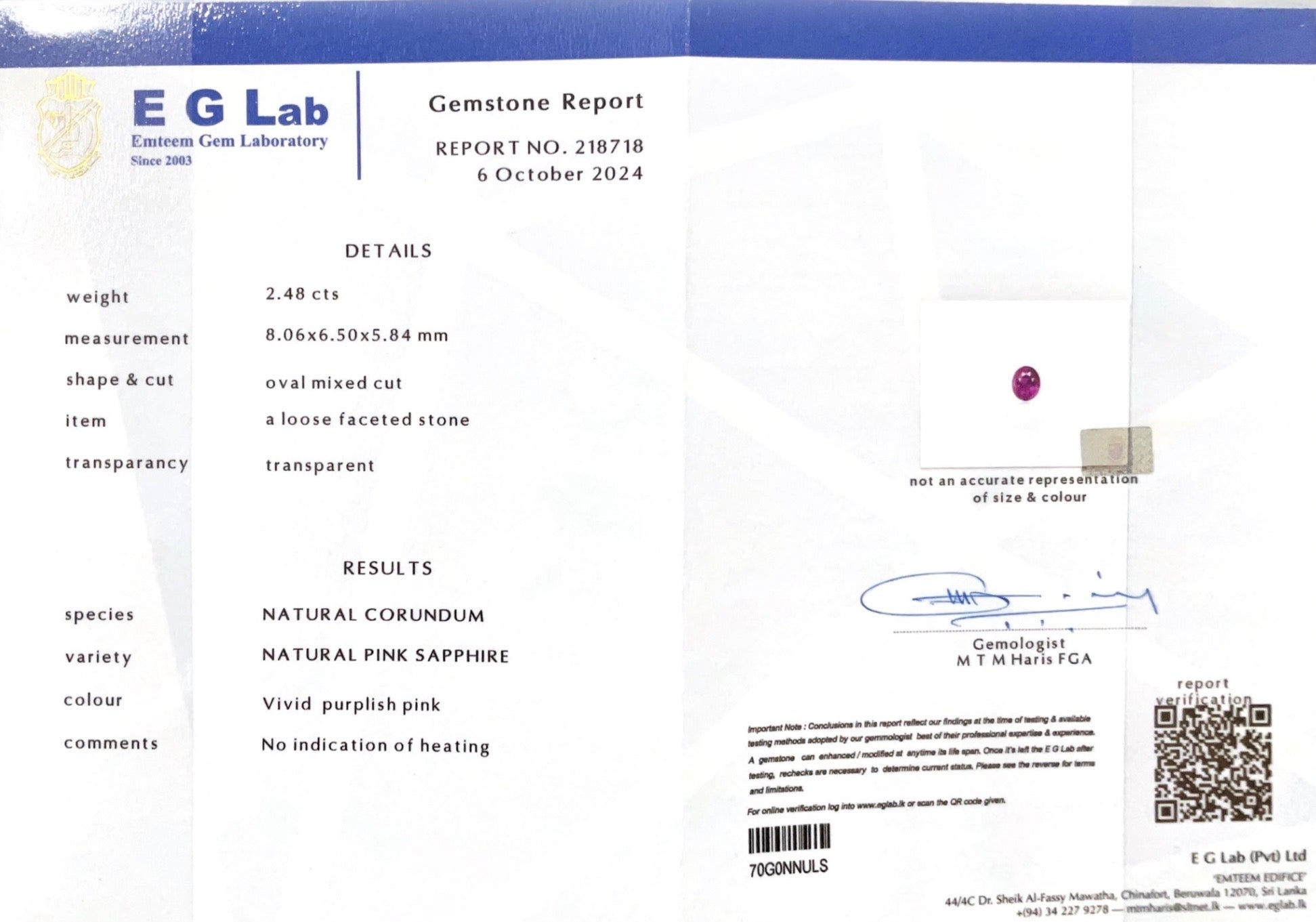 2.48CTS Unheated Pink Sapphire - Benny's Gems Creations