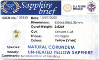 2.52CTS Unheated Yellow Sapphire - Benny's Gems Creations