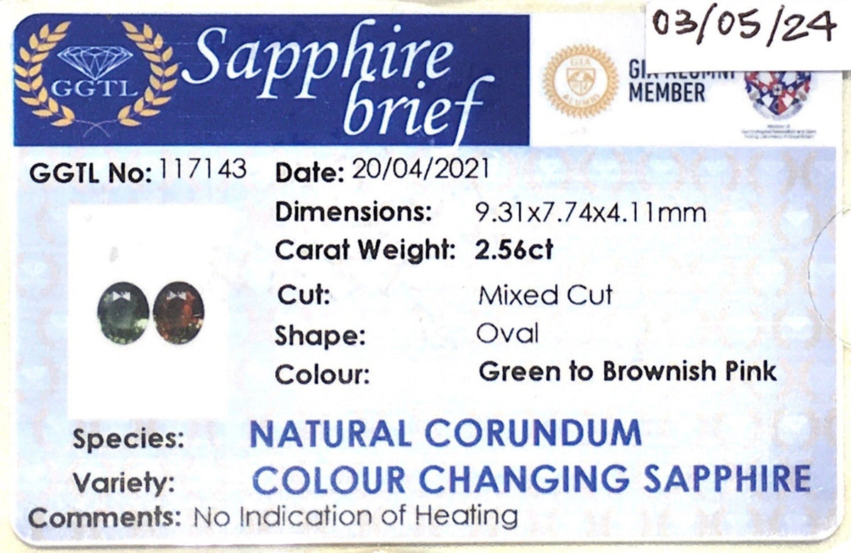 2.56CT Unheated Colour Change Sapphire - Benny's Gems Creations