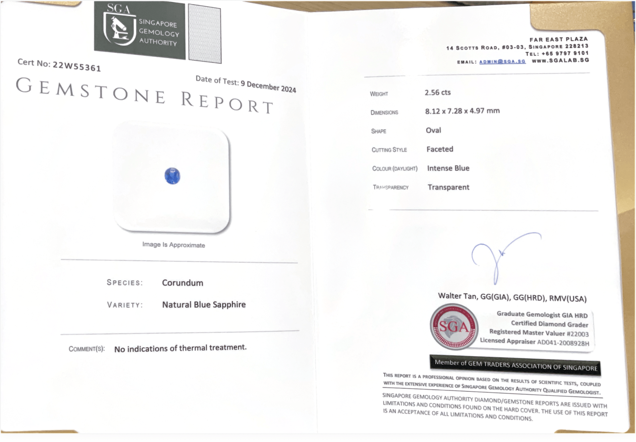 2.56CTS Unheated Blue Sapphire - Benny's Gems Creations
