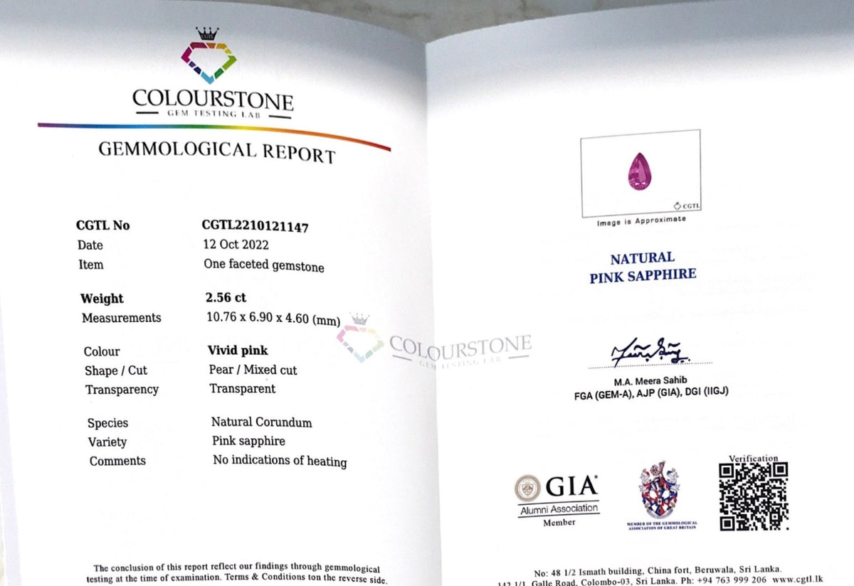 2.56CTS Unheated Vivid Pink Sapphire - Benny's Gems Creations