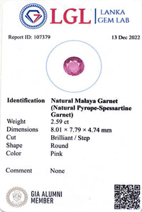 2.59CTS Malayan Garnet - Benny's Gems Creations