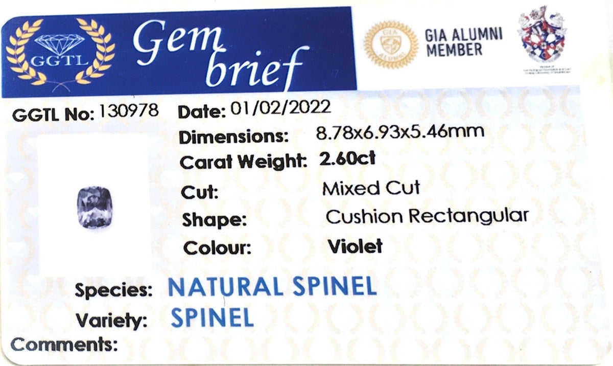 2.60CTS Violet Spinel - Benny's Gems Creations