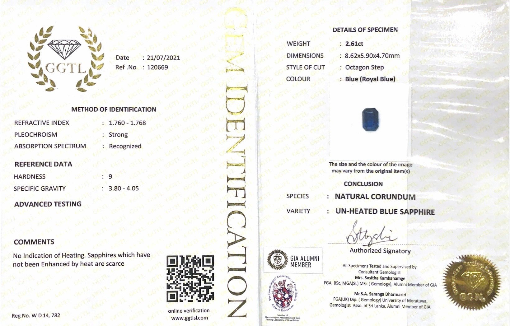 2.61CTS Unheated Royal Blue Sapphire - Benny's Gems Creations