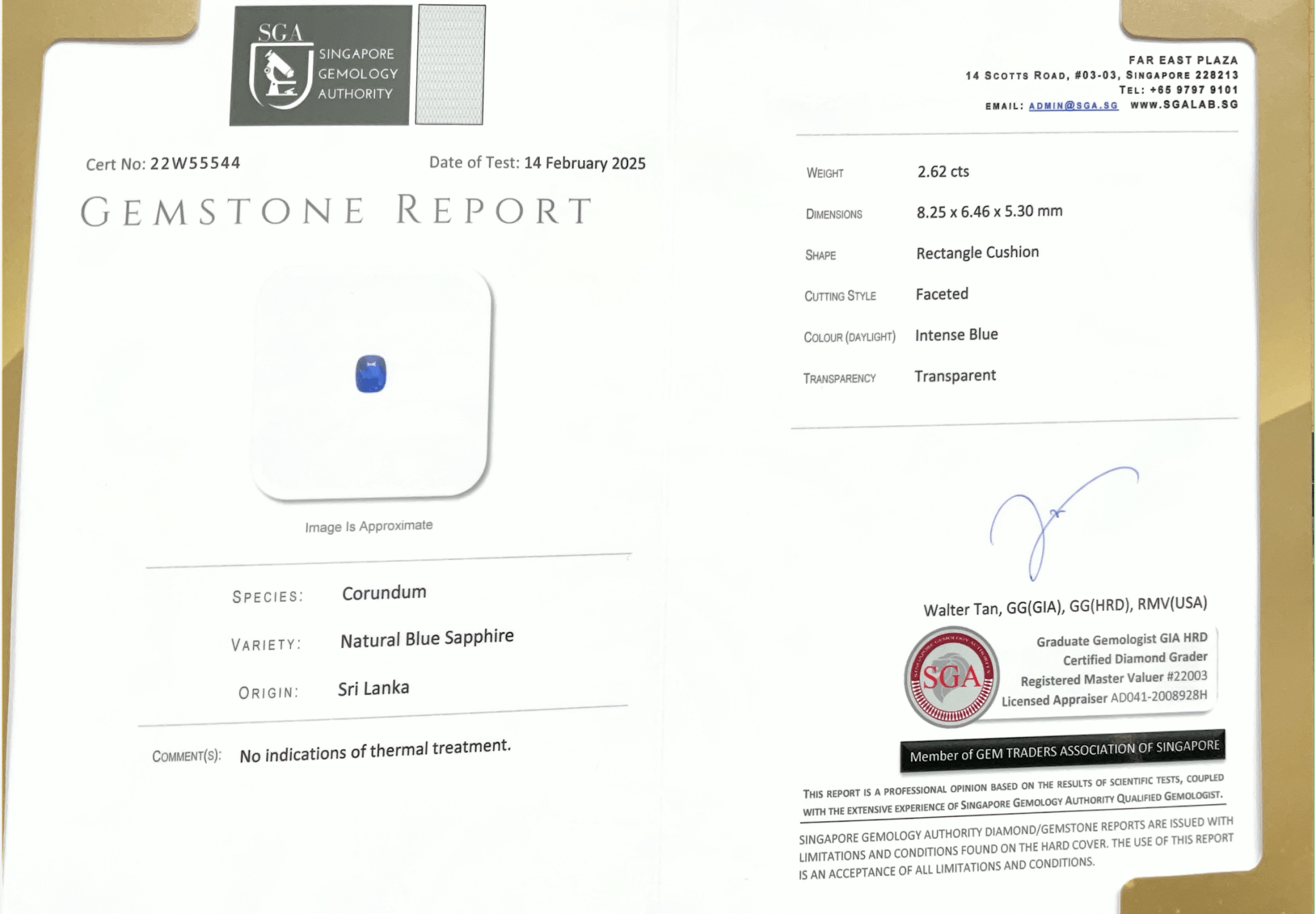 2.62CTS Unheated Intense Blue Sapphire - Benny's Gems Creations