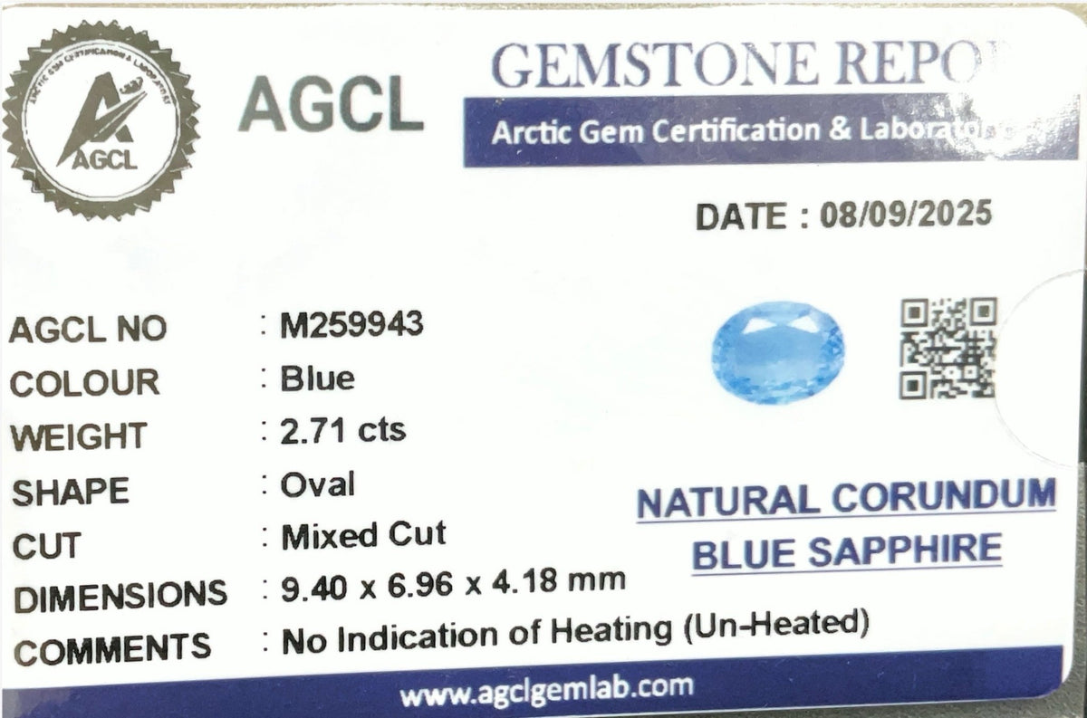 2.71cts Unheated Blue Sapphire - Benny's Gems Creations