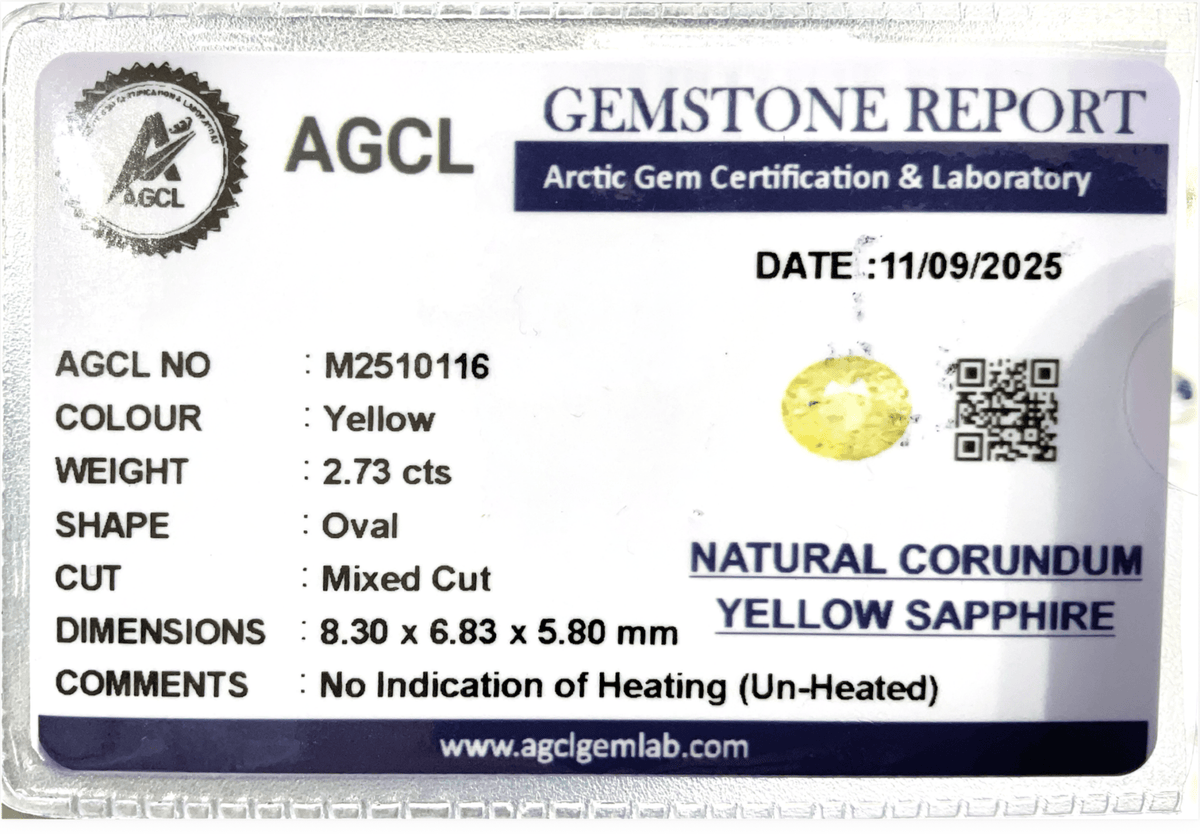 2.73cts Unheated Yellow Sapphire - Benny's Gems Creations