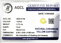 2.73cts Unheated Yellow Sapphire - Benny's Gems Creations