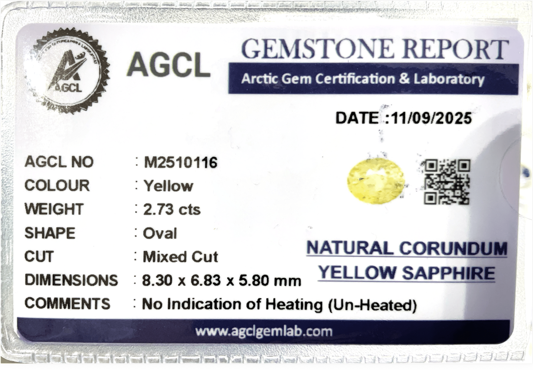 2.73cts Unheated Yellow Sapphire - Benny's Gems Creations