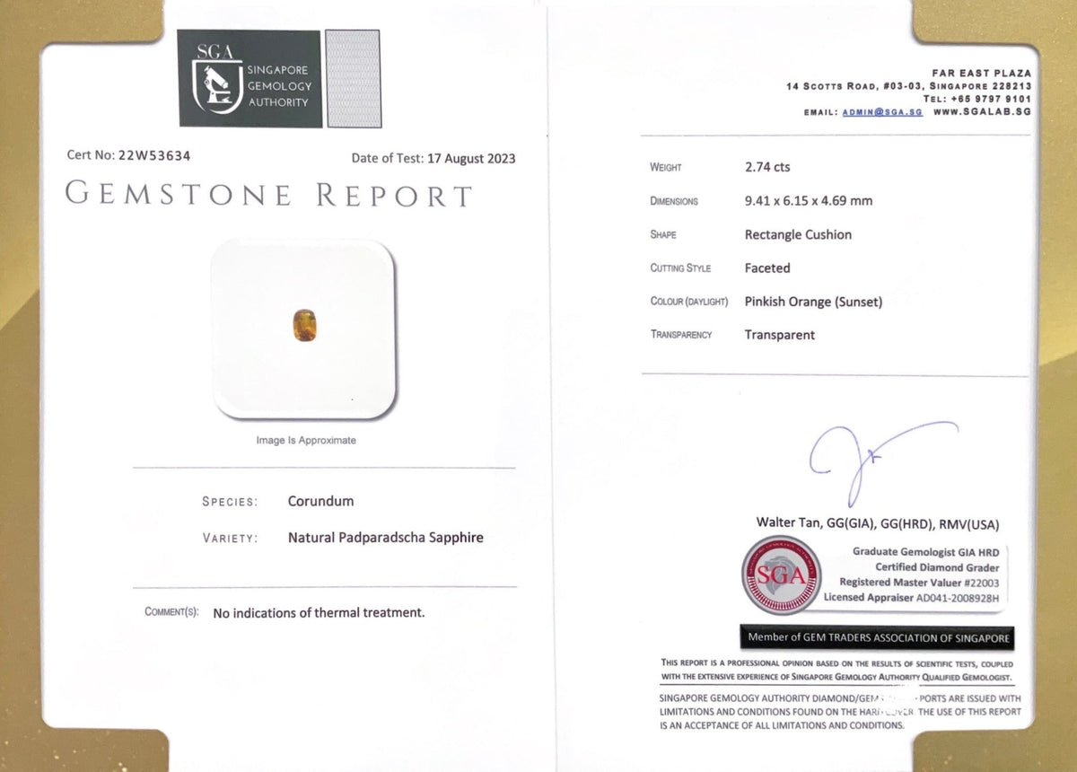 2.74CTS Unheated Sunset Padparadscha - Benny's Gems Creations