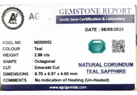 2.88cts Unheated Teal Sapphire - Benny's Gems Creations