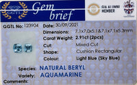2.91CTS Light Blue Aquamarine Pair - Benny's Gems Creations