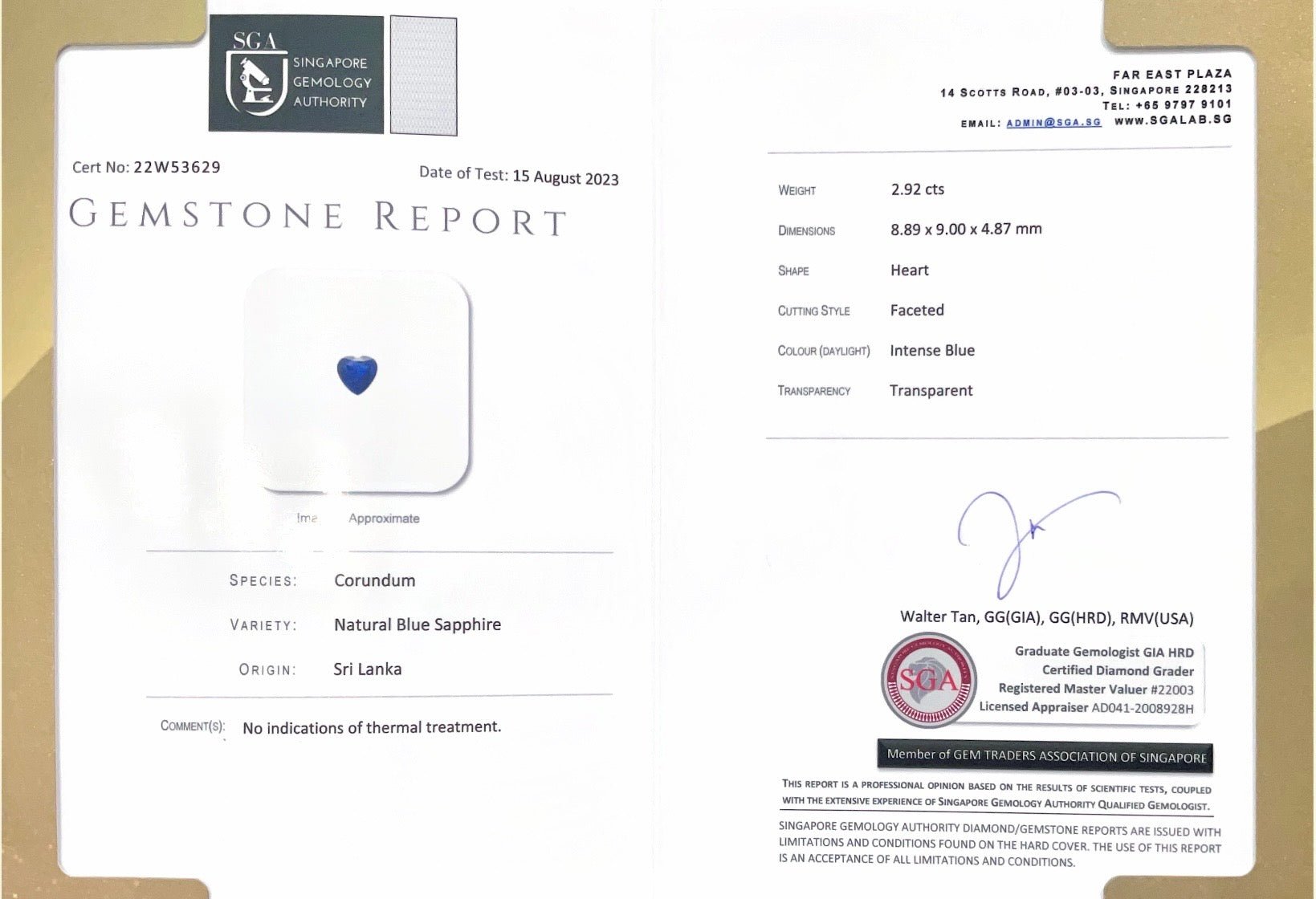 2.92CTS Unheated Blue Sapphire - Benny's Gems Creations