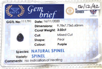 3.02CTS Unheated Purple Spinel - Benny's Gems Creations