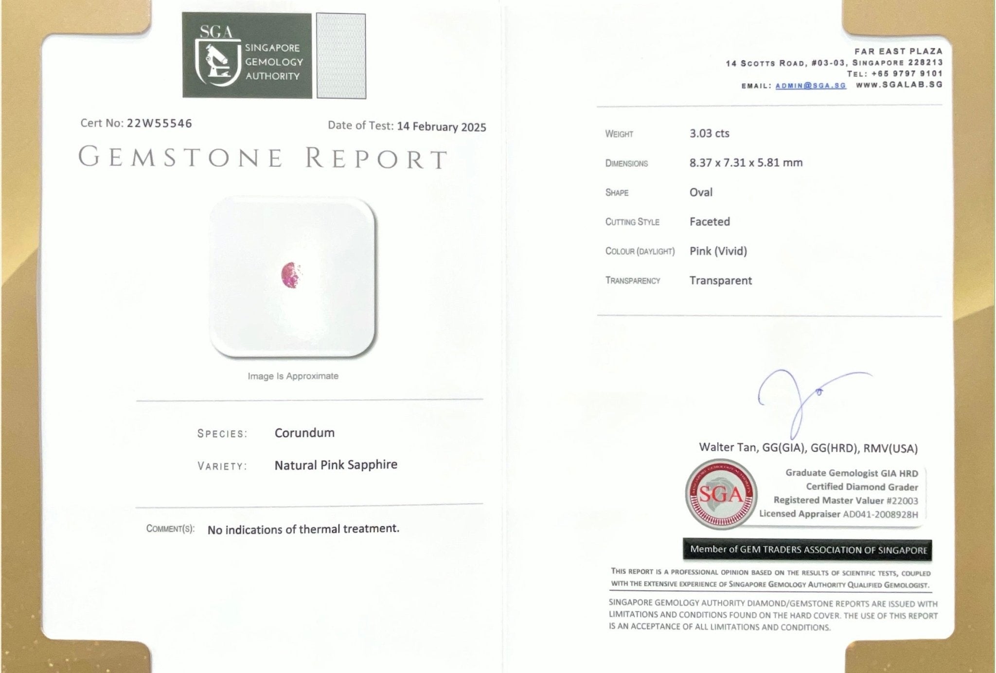 3.03CTS Unheated Vivid Pink Sapphire - Benny's Gems Creations