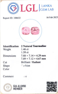 3.04CTS Pink Tourmaline Pair - Benny's Gems Creations
