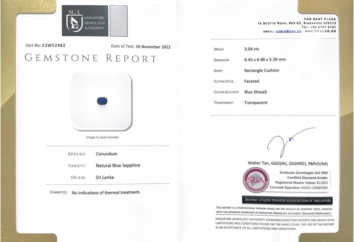 3.04CTS Unheated Royal Blue Sapphire - Benny's Gems Creations