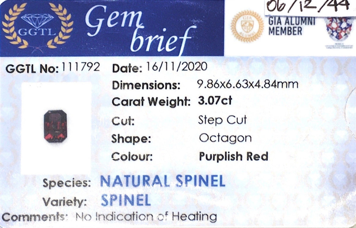 3.07ct Unheated Spinel - Benny's Gems Creations