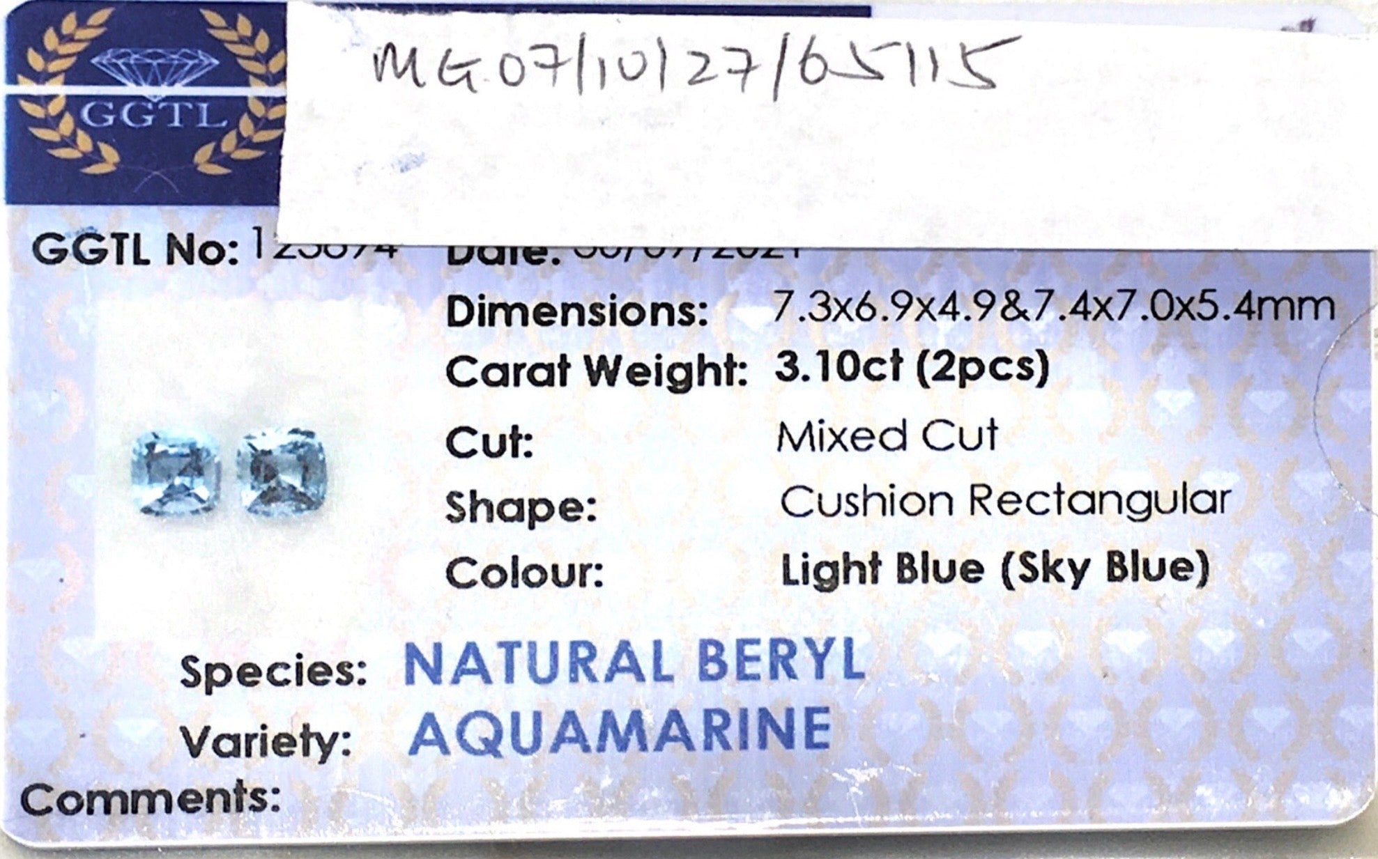 3.10CTS Aquamarine Pair - Benny's Gems Creations