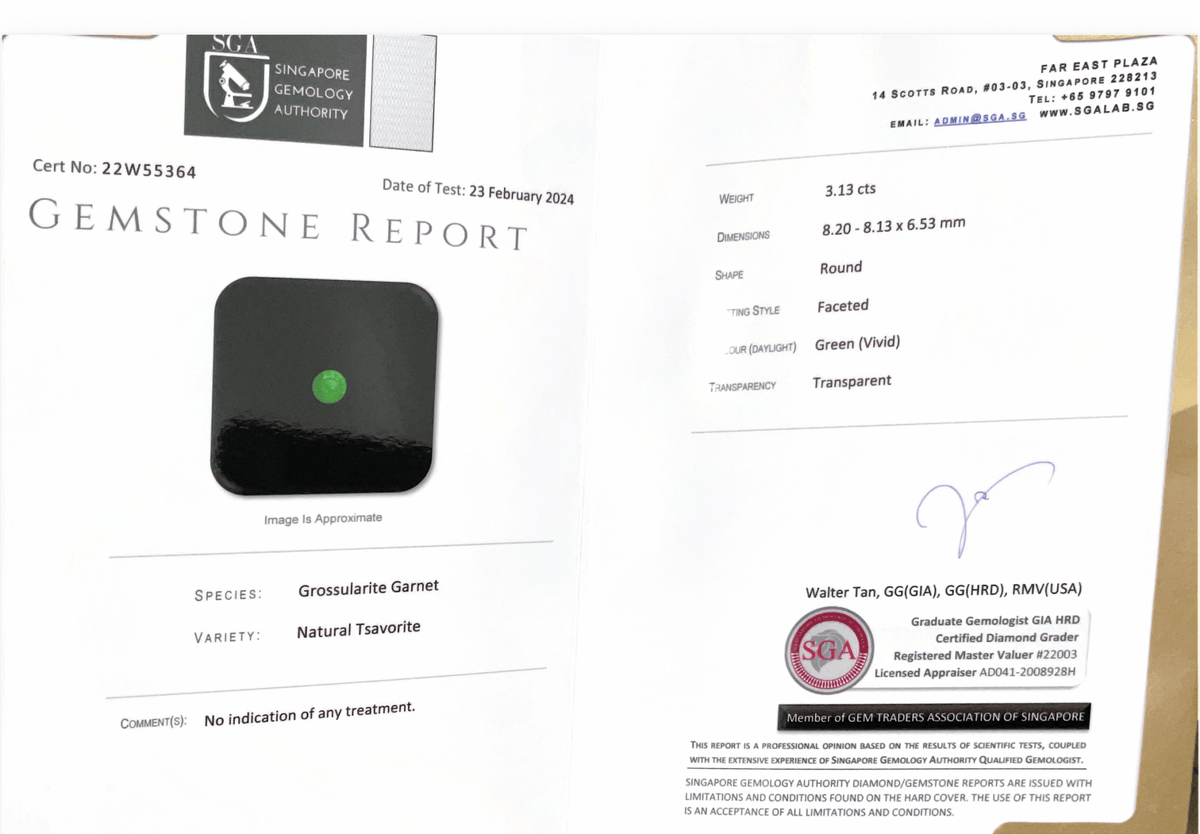 3.13CTS Vivid Green Tsavorite - Benny's Gems Creations