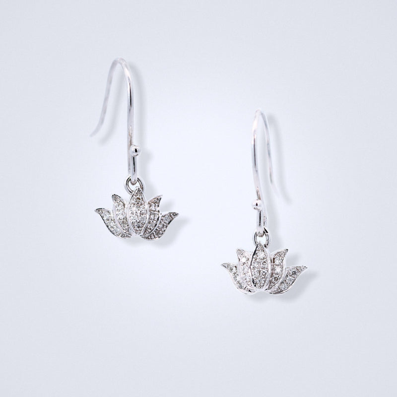 diamond lotus earrings