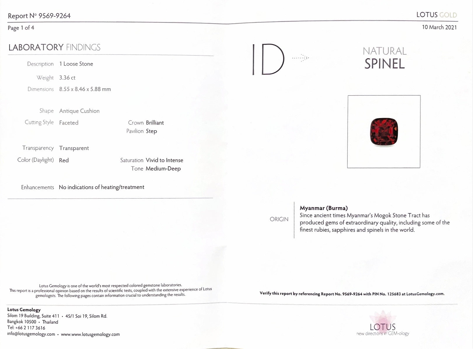 3.36CTS Burmese Vivid Red Spinel - Benny's Gems Creations