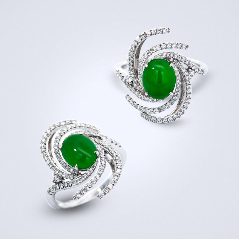 diamond spirals jadeite ring