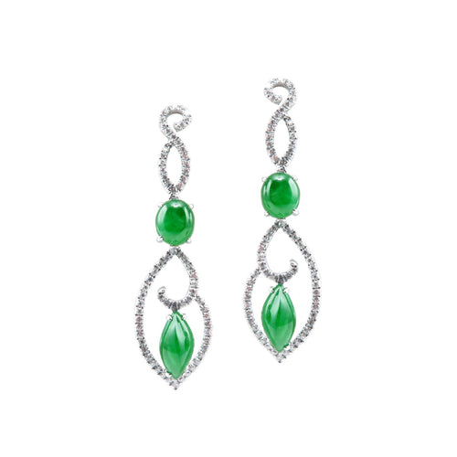 Elegant Jadeite Diamond Earrings