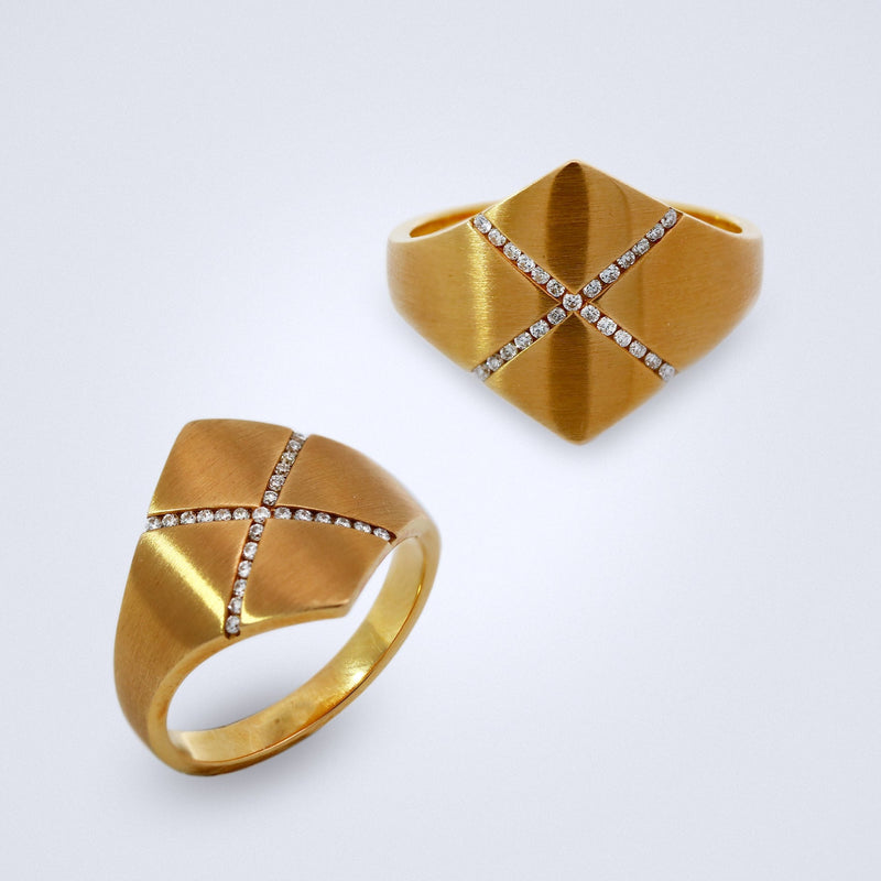 Yellow Gold Shield Diamond Ring