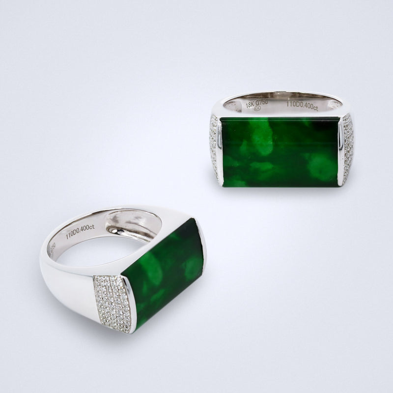 jade diamond men's ring