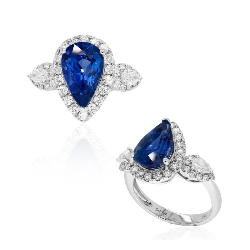 elegant sapphire trilogy diamond ring