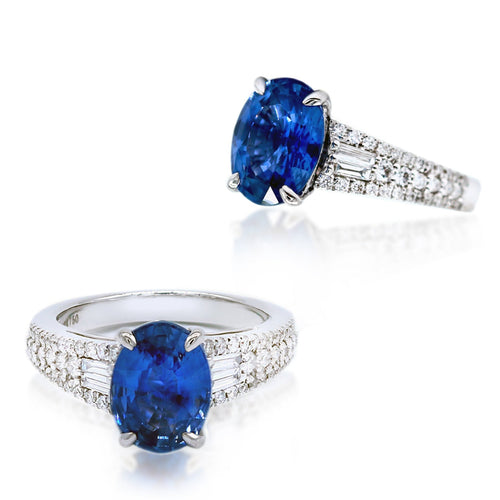 mesmerising blue sapphire diamond ring