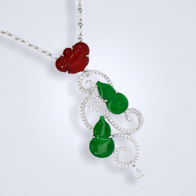 Oriental Jade Diamond Pendant