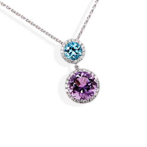 sparkling topaz amethyst diamond pendant