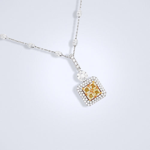cluster yellow diamond pendant