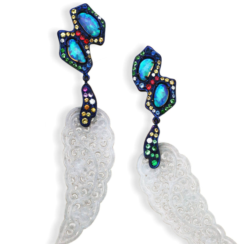 Icy Jadeite Opal Earrings
