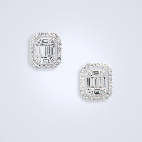 emerald illusion diamond earrings