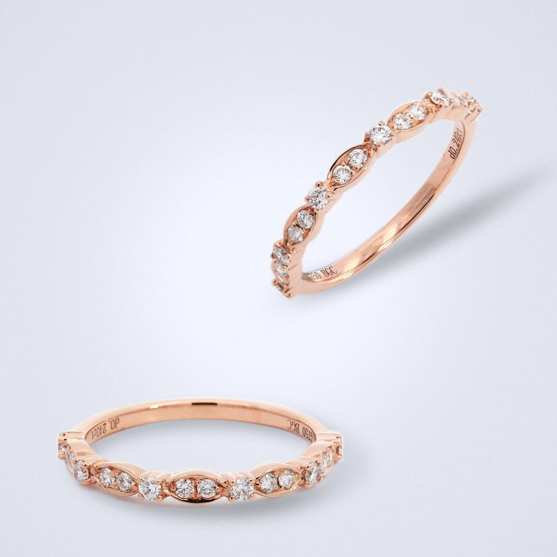 rose gold diamond stack ring