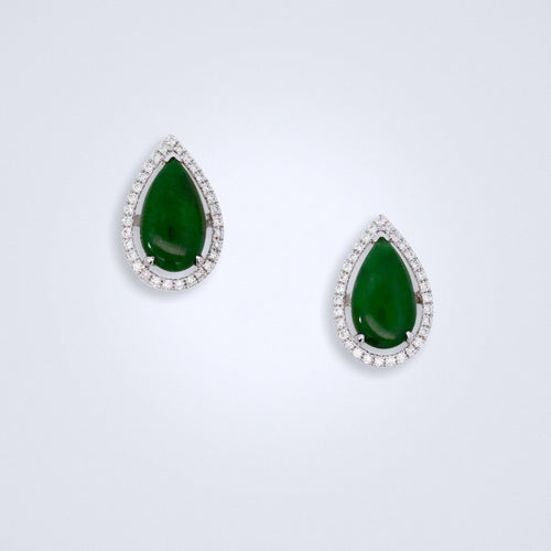 classic pear jade diamond earrings